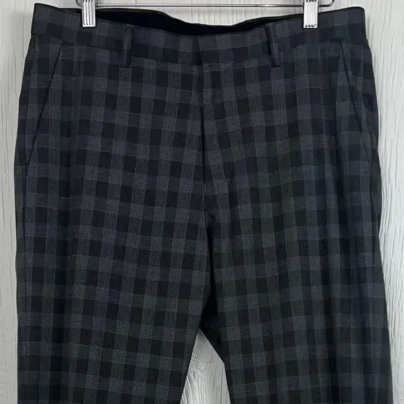 Murano Ultimate Modern Comfort Pant 
men’s 32x30 check pattern flat front gray - Picture 5 of 7